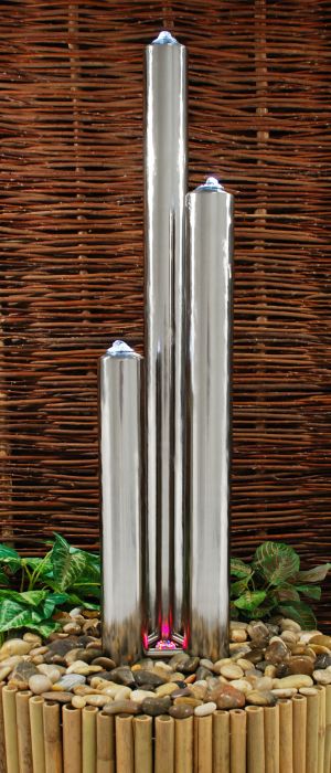 100cm Edelstahl-Säulenbrunnen mit LED-Beleuchtung, Ambienté™